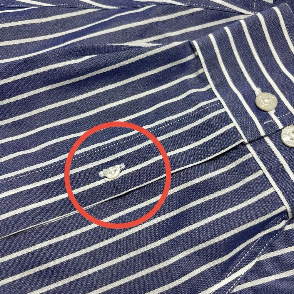 Brooks Brothers Navy Blue Stripped Non iron‎ Men L Button Down Shirt Long Sleeve - Picture 4 of 7